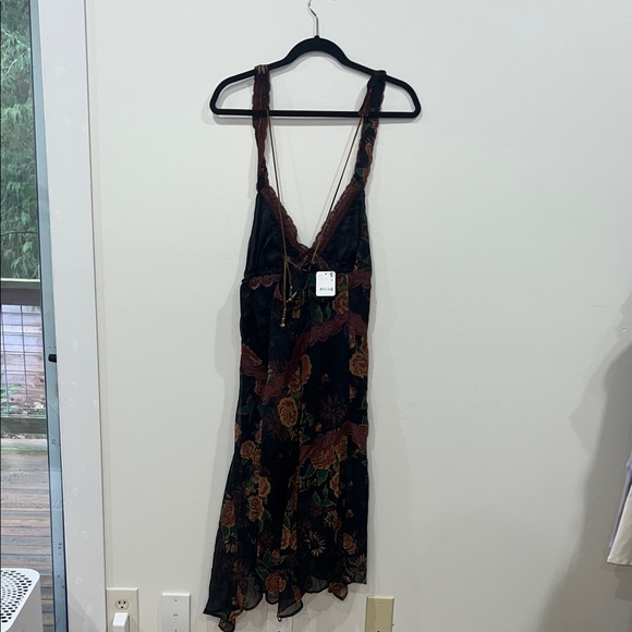 Free People Black and Brown Floral Backless Dress - Picture 5 of 5